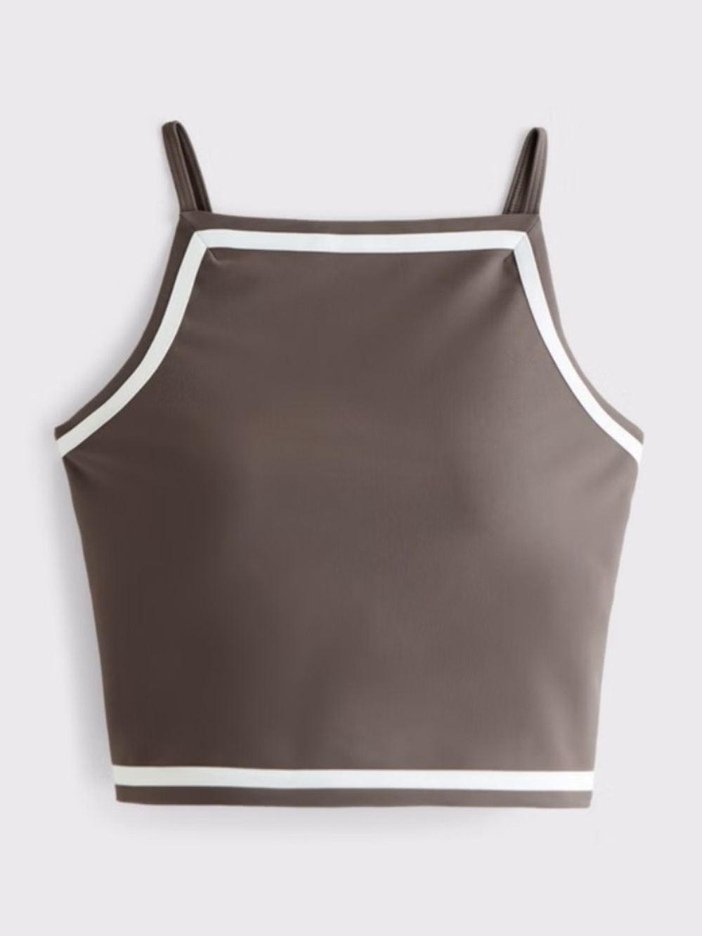 NWT YPB Women’s Fawn Brown Square-Neck Apron Tank with White Trim. Sz M